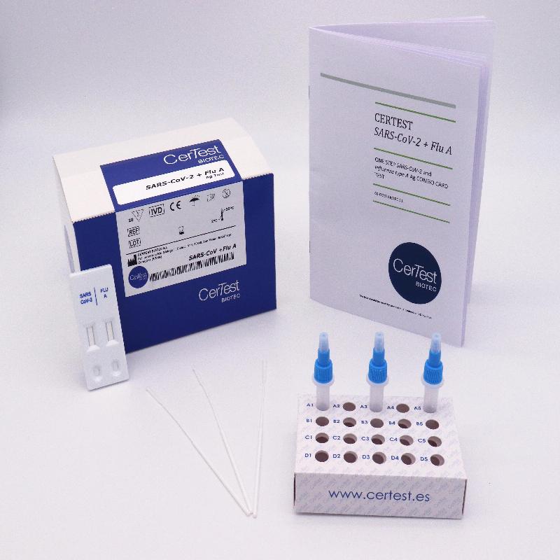 Тест-картка ЦерТест комбінована SARS-CoV-2 + Грип A (20 тестів з тампонами для відбору матеріалу + 20 пробірок + ПК)